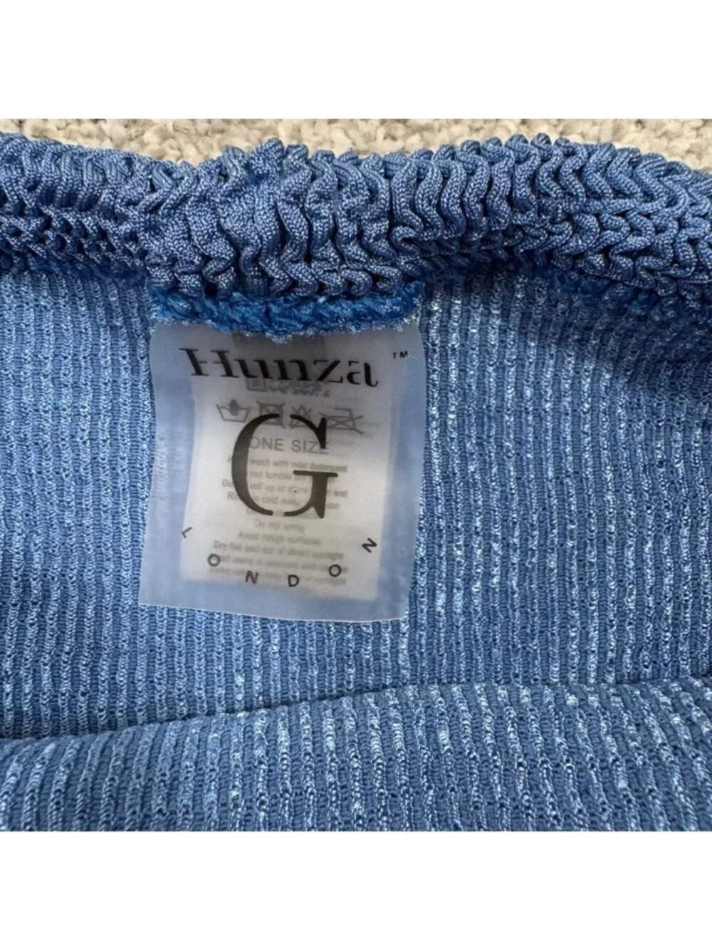 Hunza G London Bikini Bottom Blue One Size Knit flaw